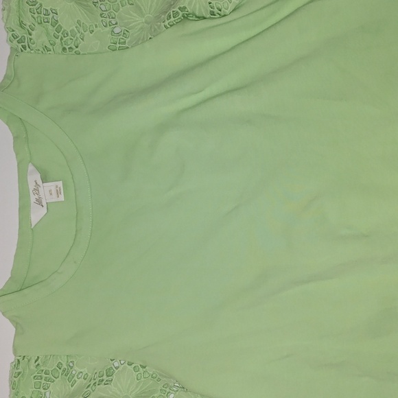Lilly Pulitzer Sebene Knit Top Cool Mint Green Large Eyelet Cotton Size Xsmall - Picture 4 of 9